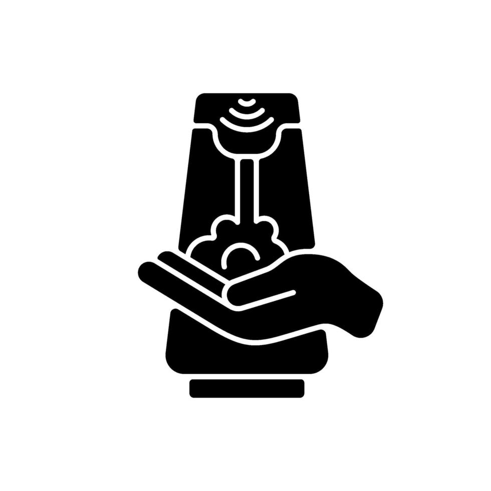 touchless zeepdispenser zwarte glyph pictogram vector