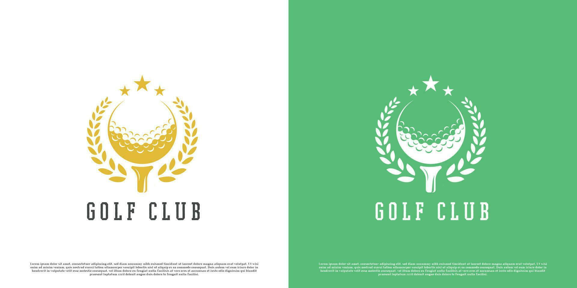 golf club logo ontwerp illustratie. creatief idee gouden golf bal silhouet sport insigne etiket stempel. klassiek retro wijnoogst professioneel sport ontwerp. vector