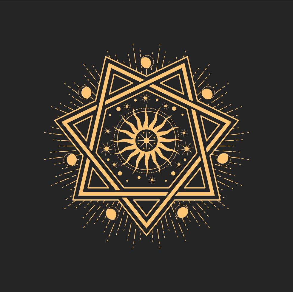 esoterisch occult metselaar of tarot heptagram symbool vector