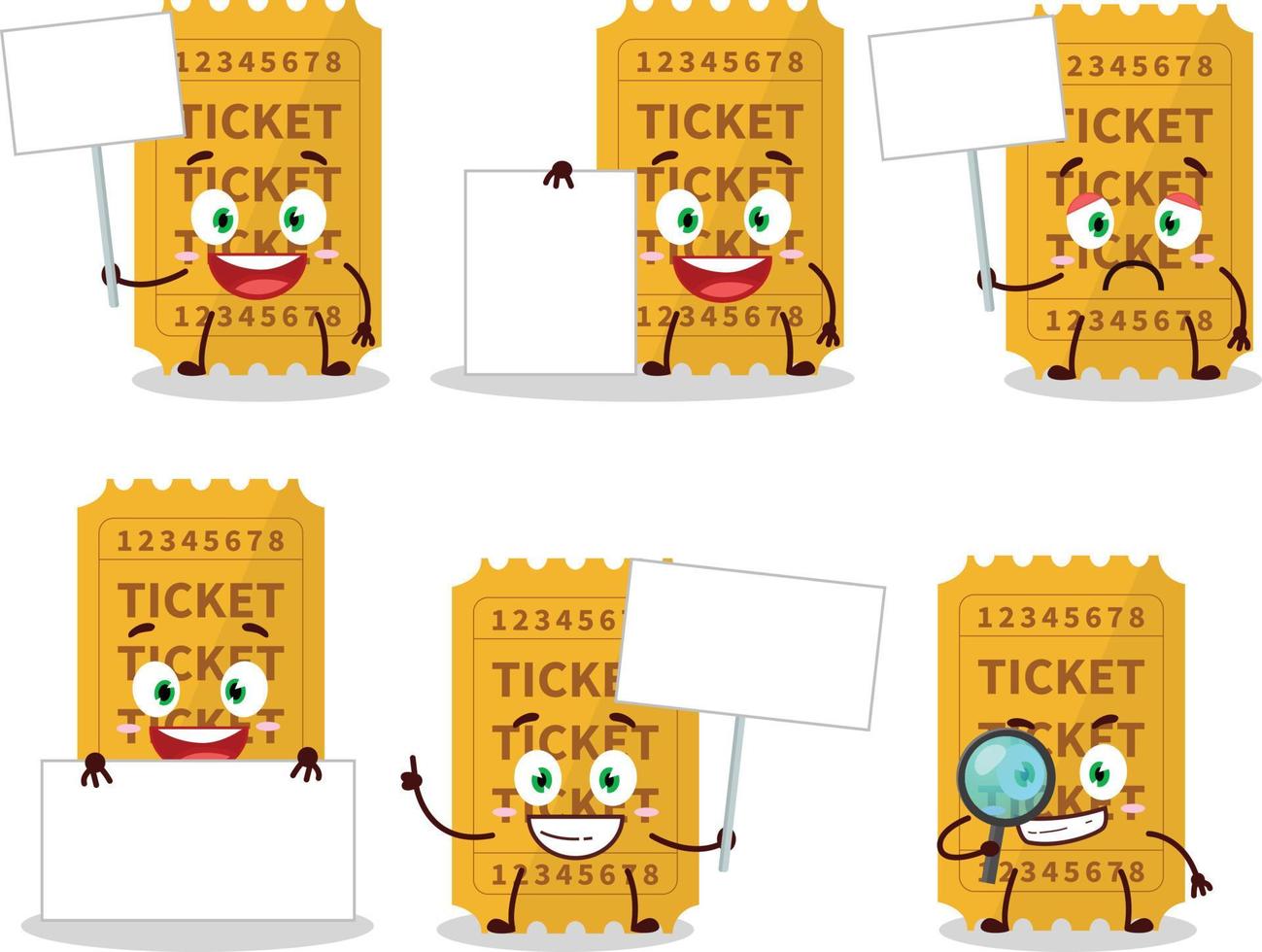 ticket tekenfilm met karakter brengen informatie bord vector