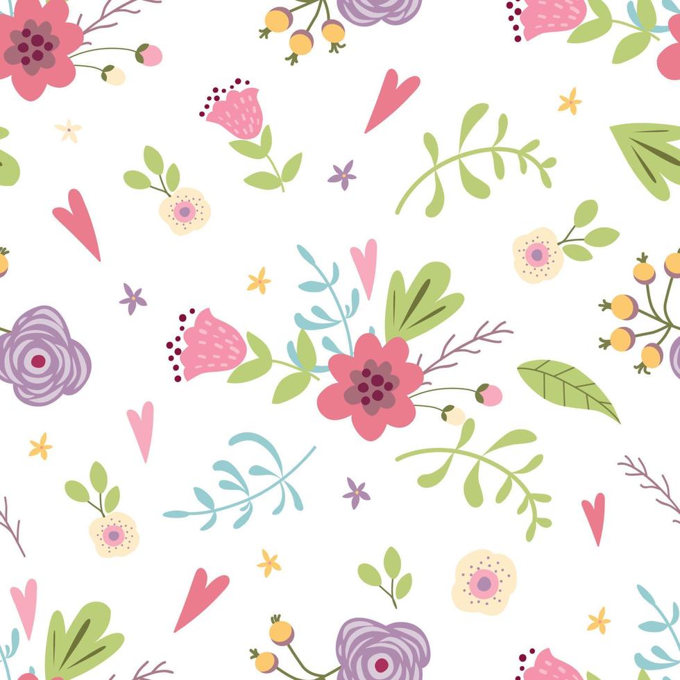 zomer Woud bloemen naadloos patroon hand- getrokken voorjaar teder roze achtergrond vector illustratie schattig weide bloem schattig kinderen tuin ontwerp voor behang herhaald decoratief sjabloon.