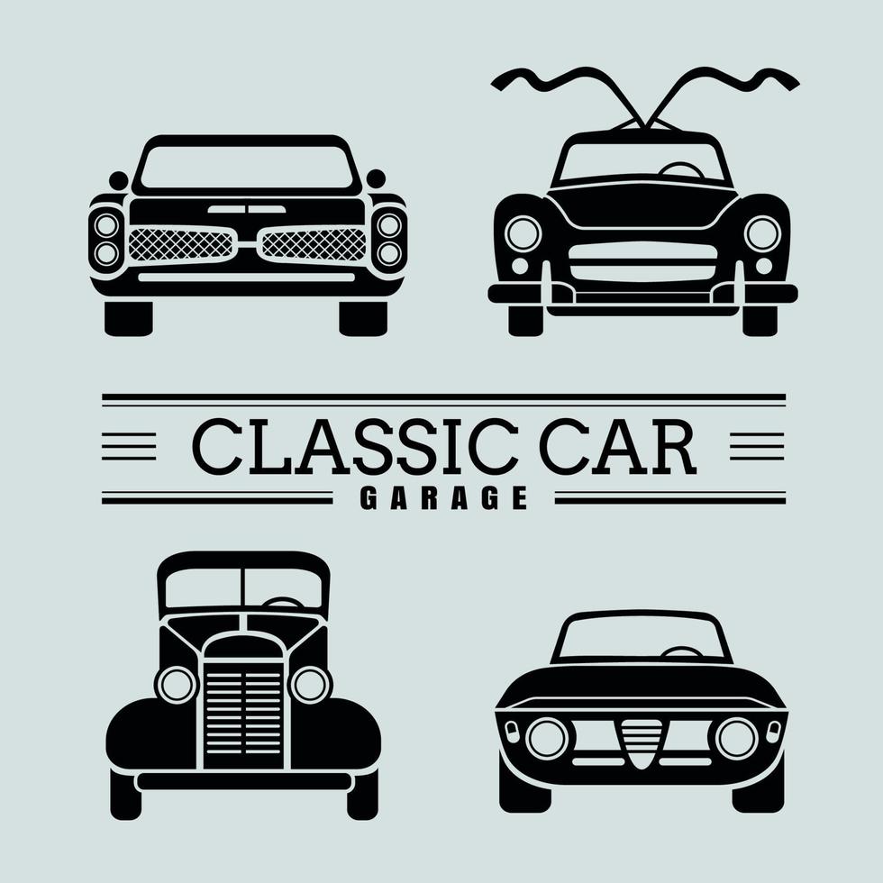 reeks voorkant visie klassiek auto icoon vector illustraties