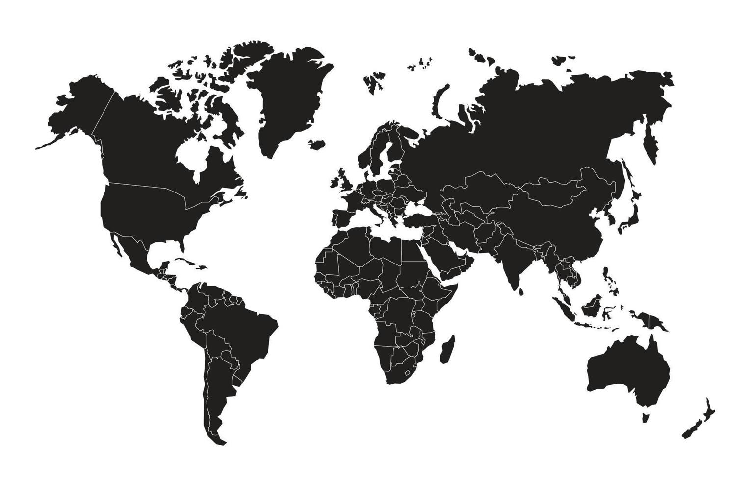 wereld kaart in zwart en wit vector