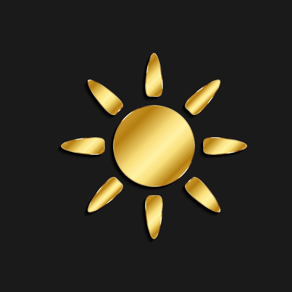 zon goud icoon. vector illustratie van gouden stijl. zomer tijd Aan donker achtergrond .