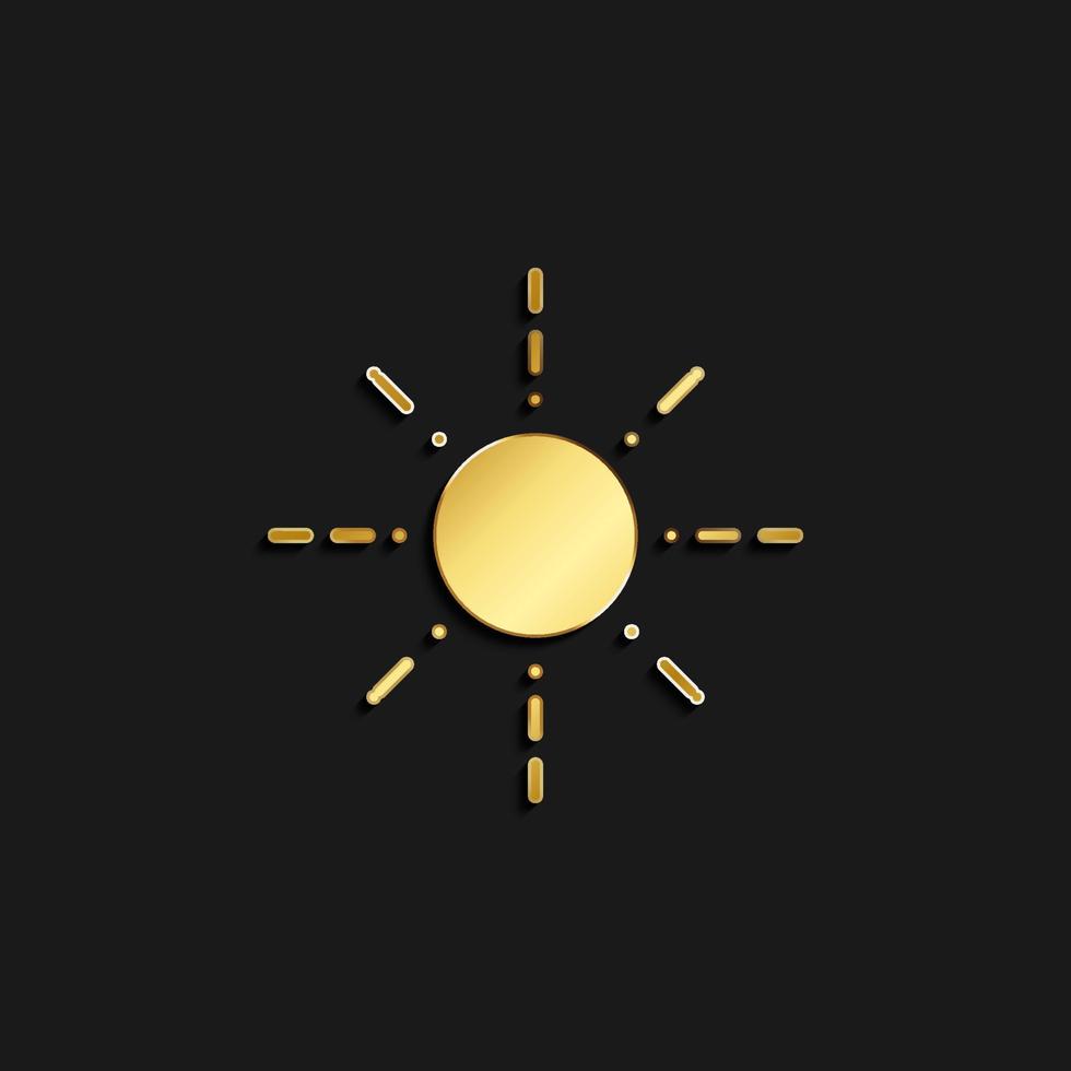 zon goud icoon. vector illustratie van gouden stijl. zomer tijd Aan donker achtergrond .