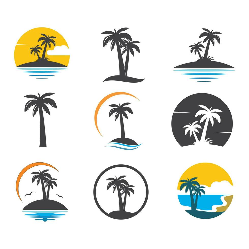 palmboom icoon van zomer en reizen logo vector illustratie