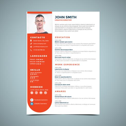 Oranje CV ontwerpsjabloon vector