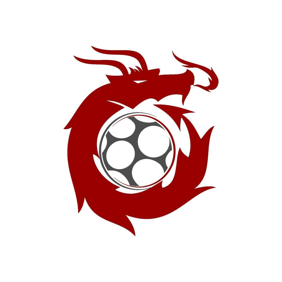 draak voetbal ontwerp mascotte sjabloon vector geïsoleerd