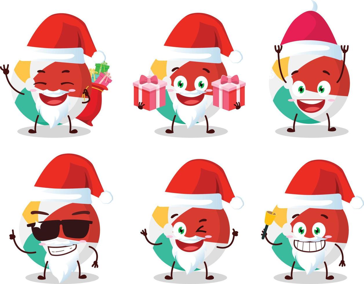 de kerstman claus emoticons met strand bal tekenfilm karakter vector