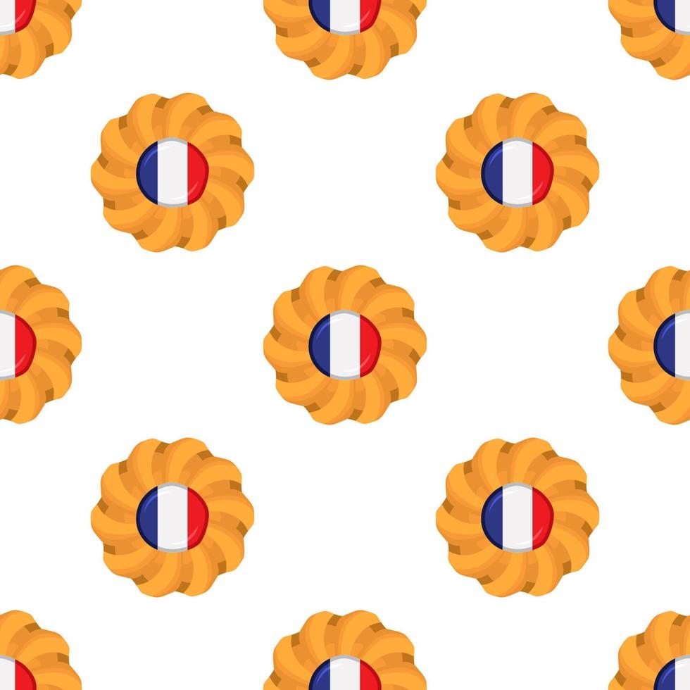 patroon koekje met vlag land Frankrijk in smakelijk biscuit vector