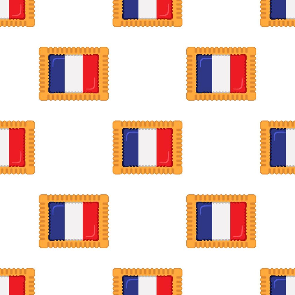 patroon koekje met vlag land Frankrijk in smakelijk biscuit vector