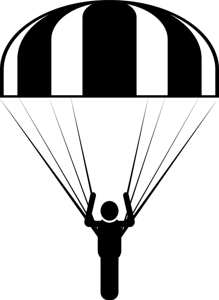 parachute, Mens, icoon. zomer vector icoon zwart dun vlak symbool van toerisme voor web en app ontwikkeling geïsoleerd Aan wit achtergrond. vector Aan wit achtergrond