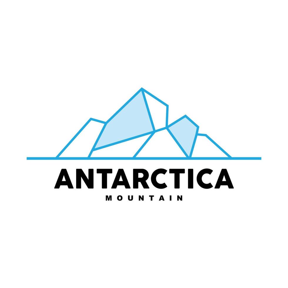 ijsberg logo, antarctisch bergen vector in ijs blauw kleur, natuur ontwerp, Product merk illustratie sjabloon icoon