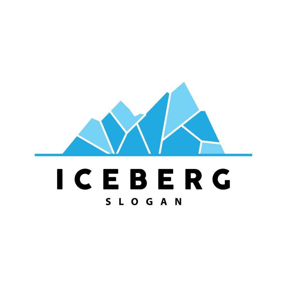 ijsberg logo, antarctisch bergen vector in ijs blauw kleur, natuur ontwerp, Product merk illustratie sjabloon icoon