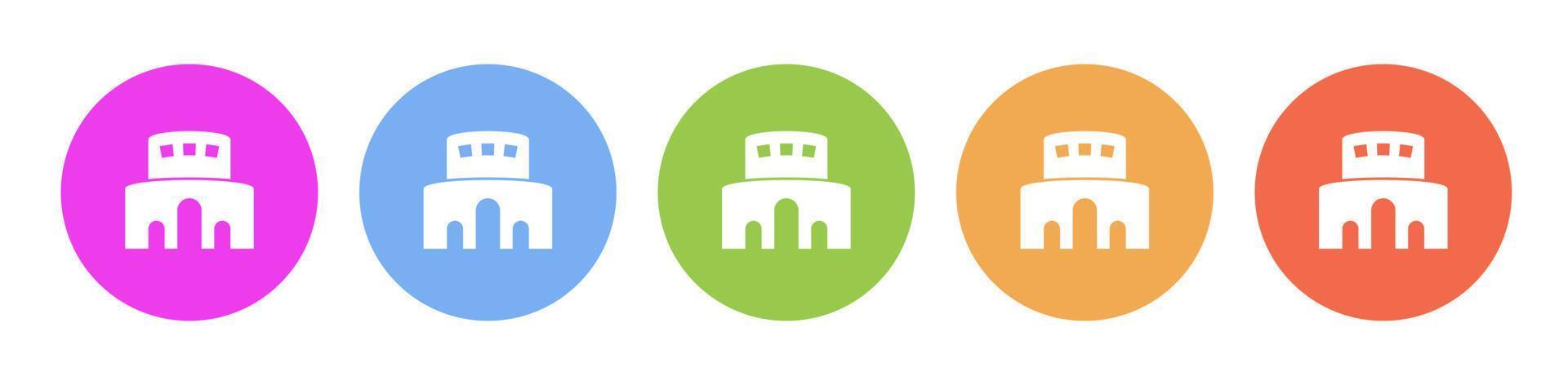 multi gekleurde icoon sport- arena. knop banier ronde insigne koppel voor toepassing illustratie Aan wit achtergrond vector