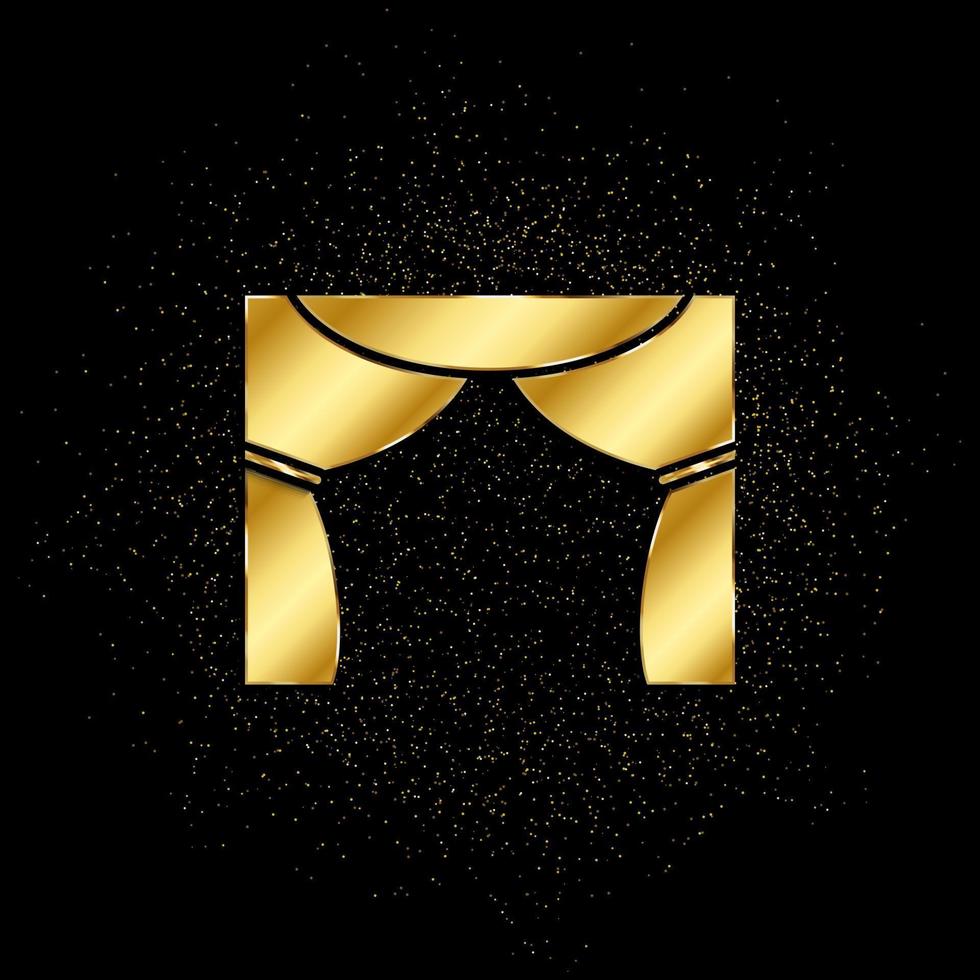 gordijnen, fase, theater goud icoon. vector illustratie van gouden deeltje achtergrond. goud icoon