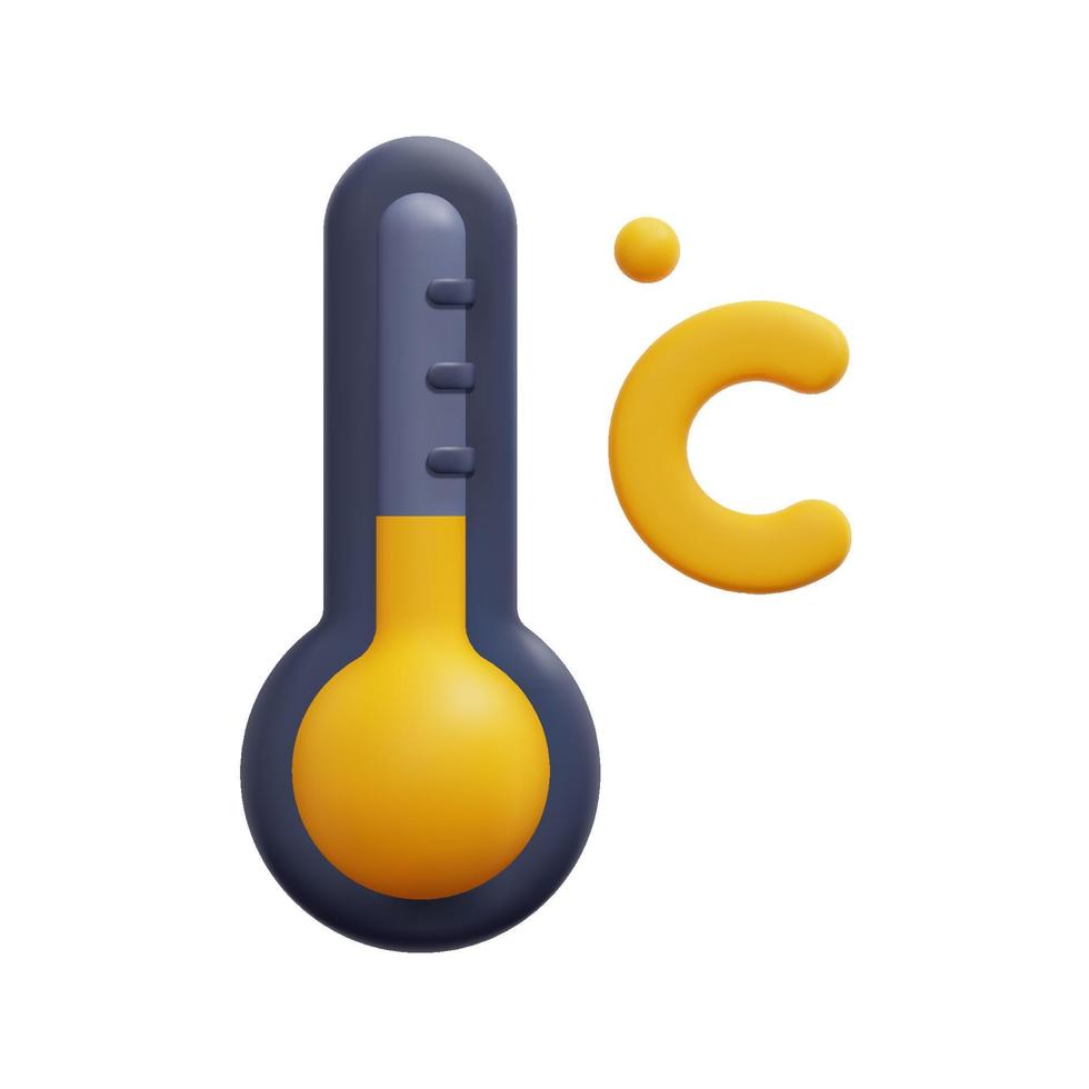 3d thermometer en Celsius icoon vector. geïsoleerd Aan wit achtergrond. 3d het weer, meteorologie, voorspelling en natuur concept. tekenfilm minimaal stijl. 3d mate icoon vector geven illustratie.