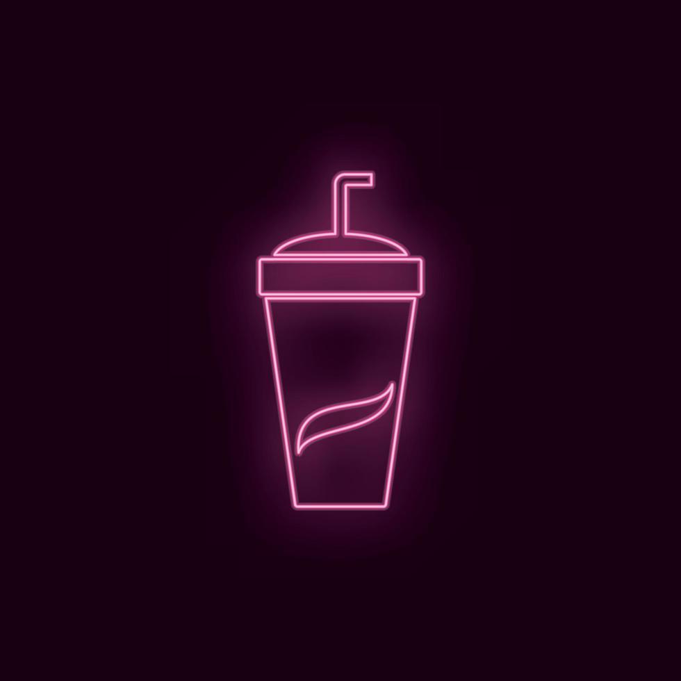 Frisdrank, neon, icoon. theater robijn kleur neon ui ux icoon. theater teken logo vector - vector Aan wit achtergrond