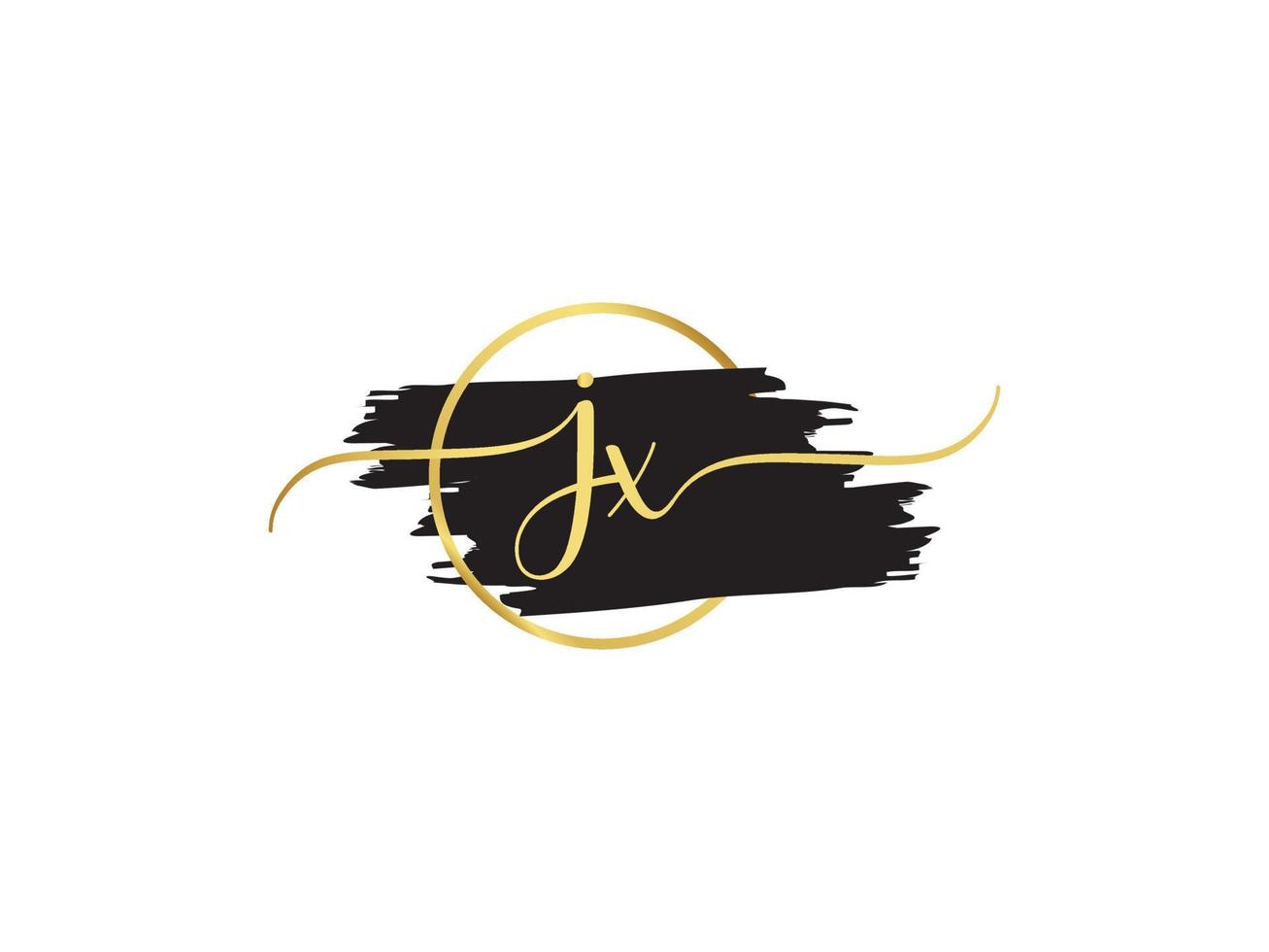 monogram jx handtekening logo, luxe jx borstel en gouden handtekening logo vector