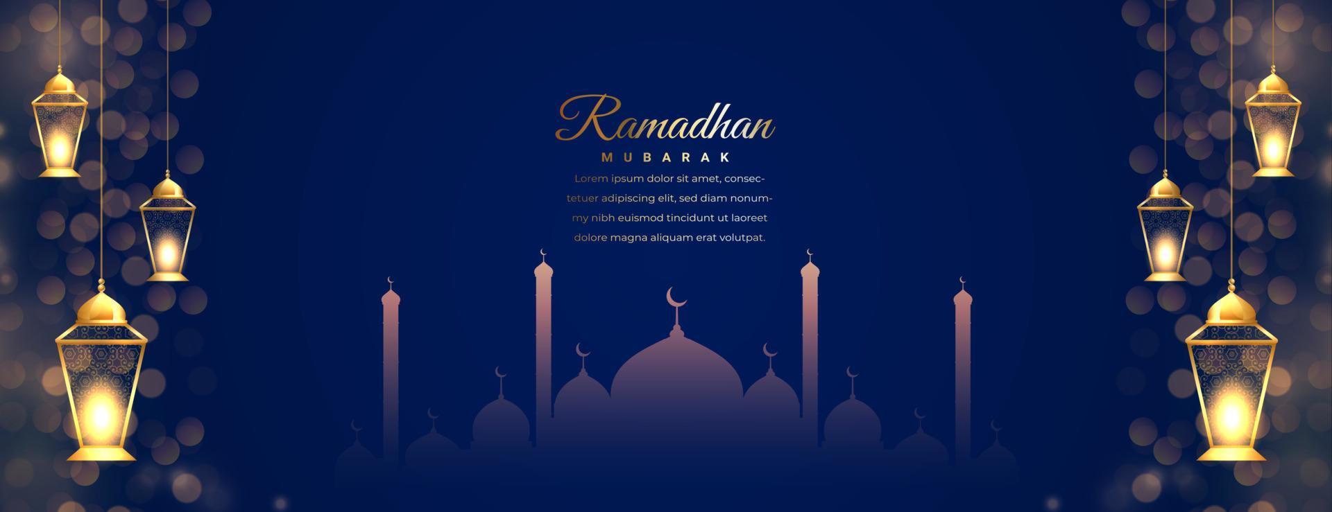 moslim Ramadan kareem festival banier met lantaarn decoratie vector