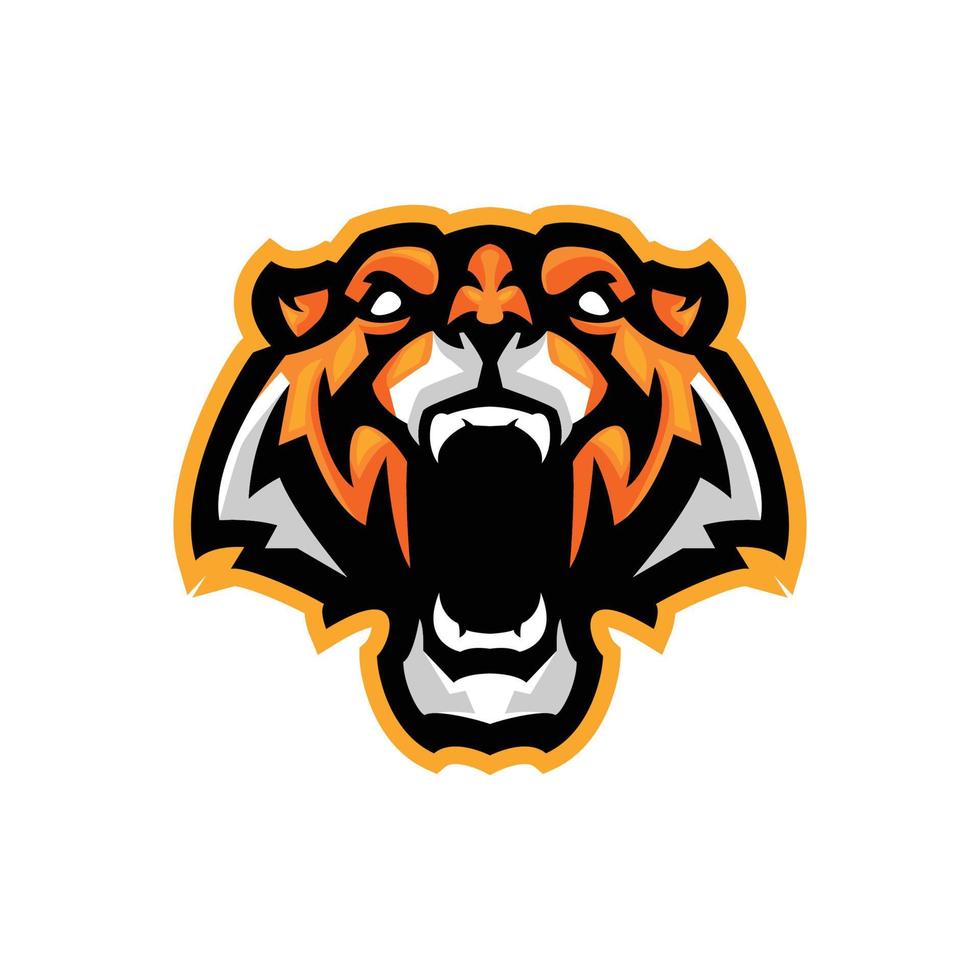 brullen tijger hoofd mascotte logo voor sport- teams en wedstrijden vector