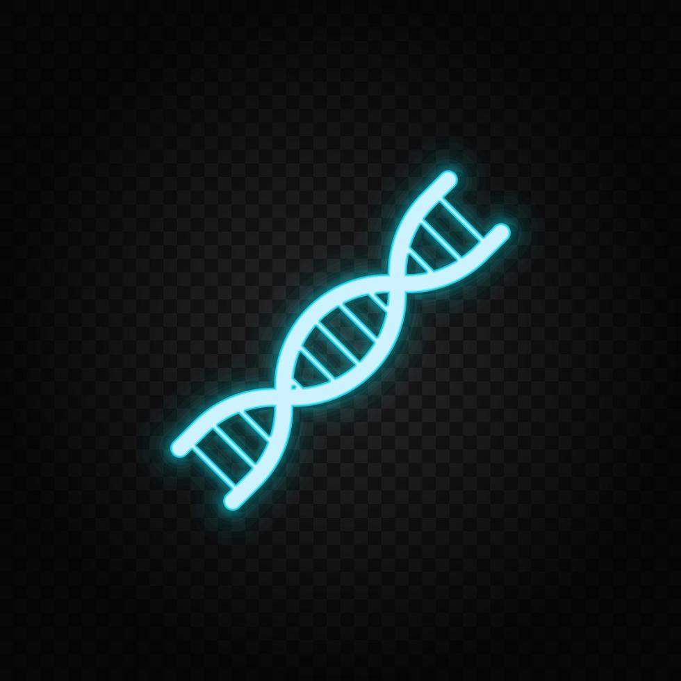 dna, genetica neon icoon. blauw en geel neon vector icoon. transparant achtergrond