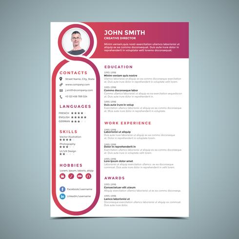 Roze CV ontwerpsjabloon vector