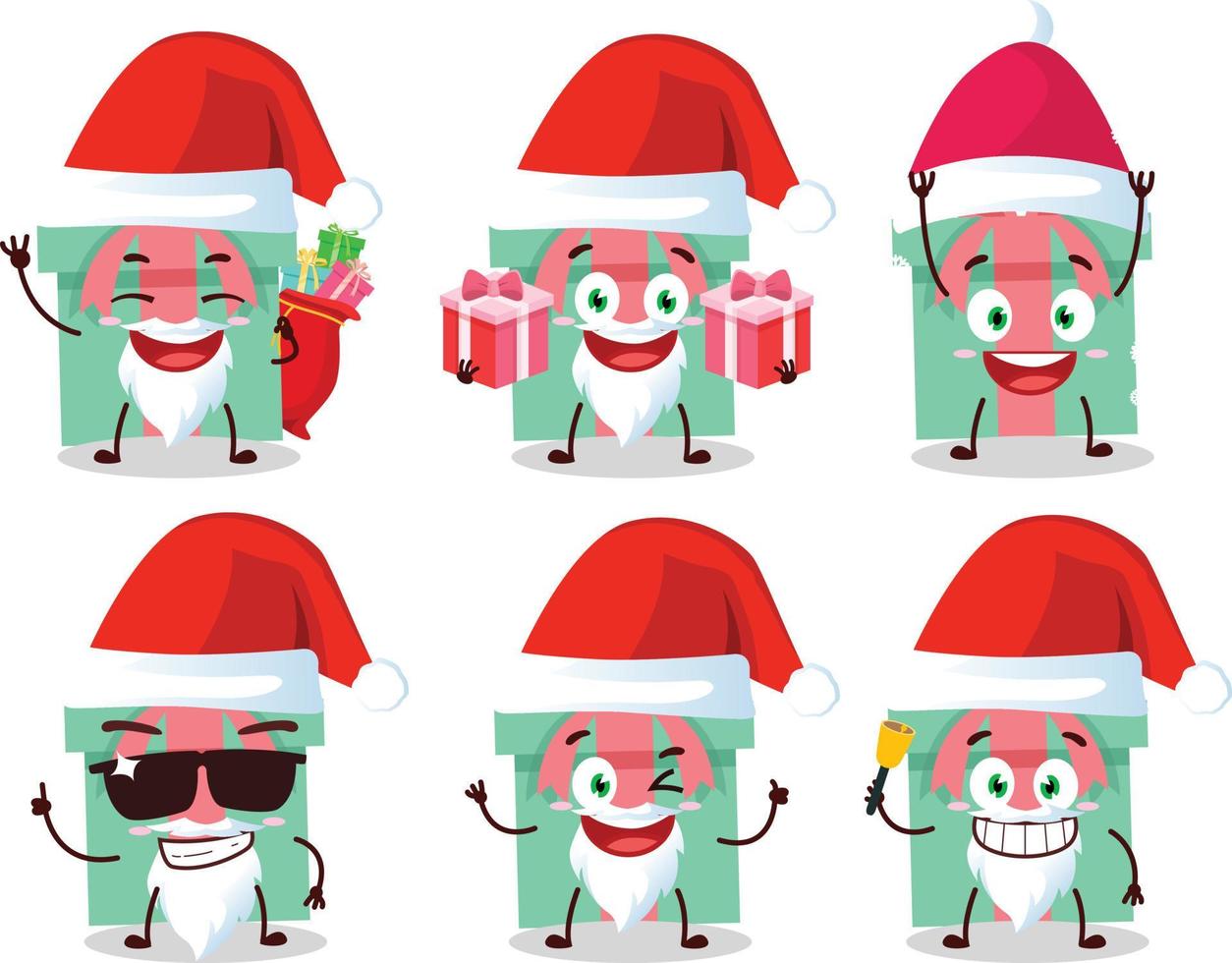 de kerstman claus in emoticons met geschenk tekenfilm karakter vector