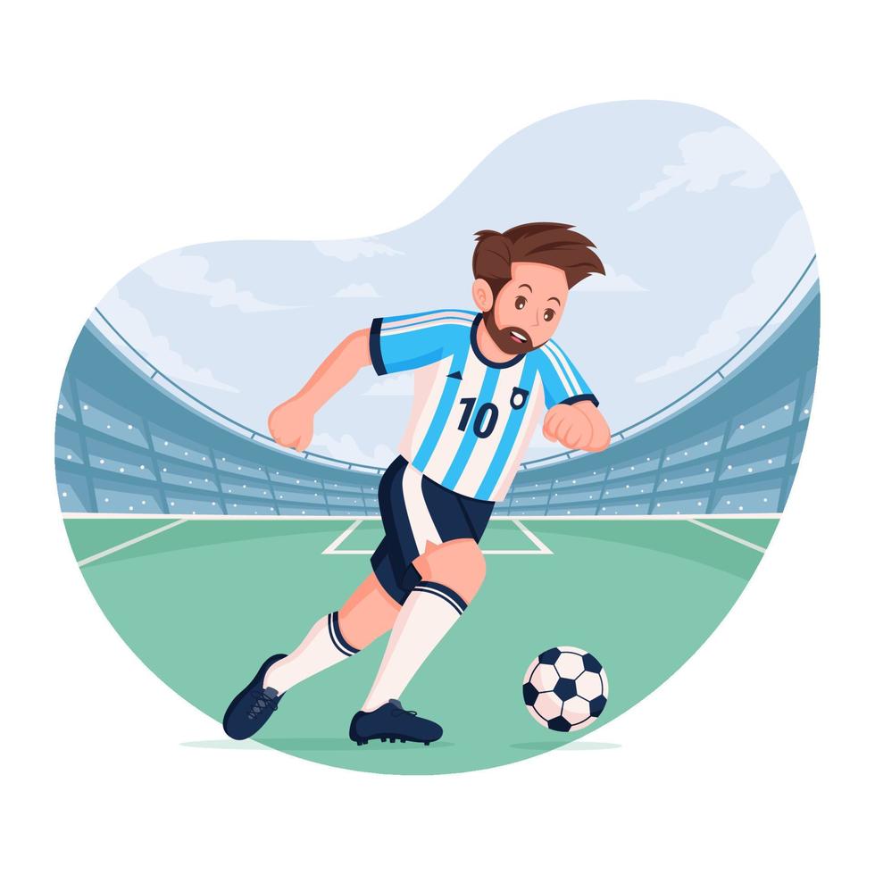 lionel messi dribbelen bal in voetbal veld- vector