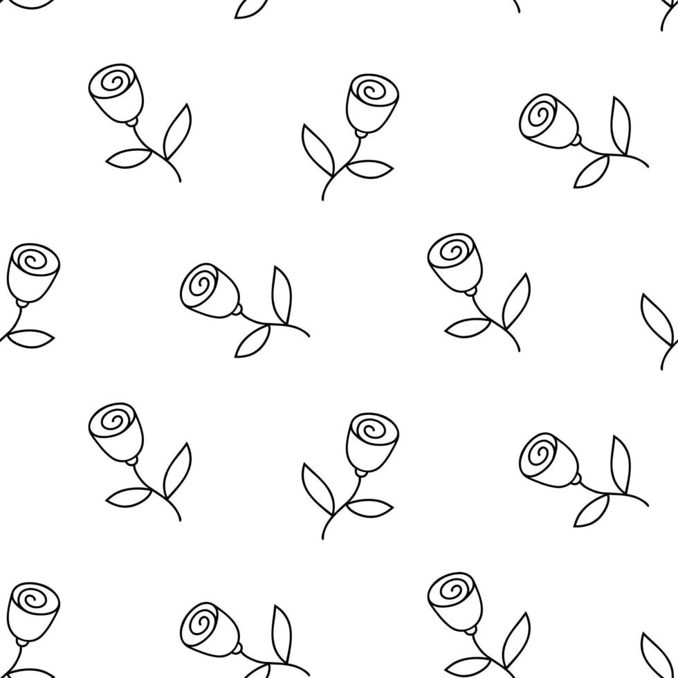 naadloos patroon van hand- getrokken van tekening roos bloemknoppen Aan geïsoleerd achtergrond. ontwerp voor moeders dag, Pasen, lente en zomertijd viering, scrapbooken, textiel, huis decor, papier ambacht. vector