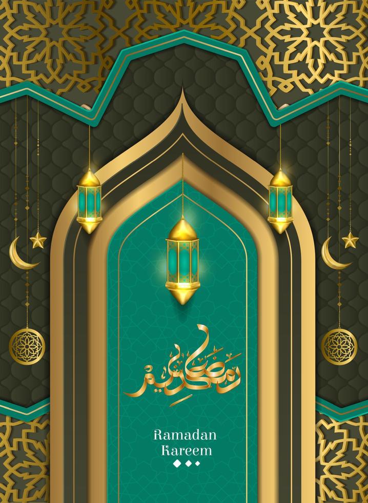 Ramadan kareem Islamitisch groeten met luxueus concept Islamitisch ornament decoraties. kan worden gebruikt voor online en gedrukt digitaal behoeften. vector illustratie