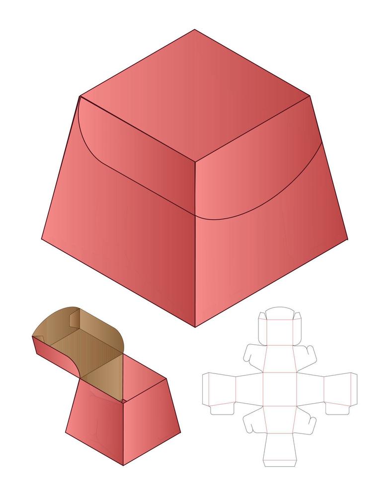 doos verpakking gestanst sjabloonontwerp. 3D-model vector