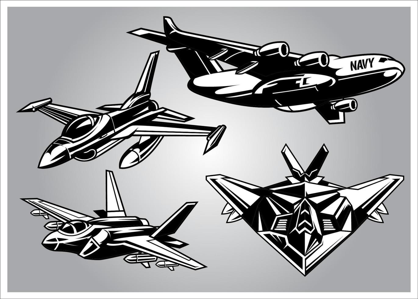 verzameling van modern leger vliegtuig vector