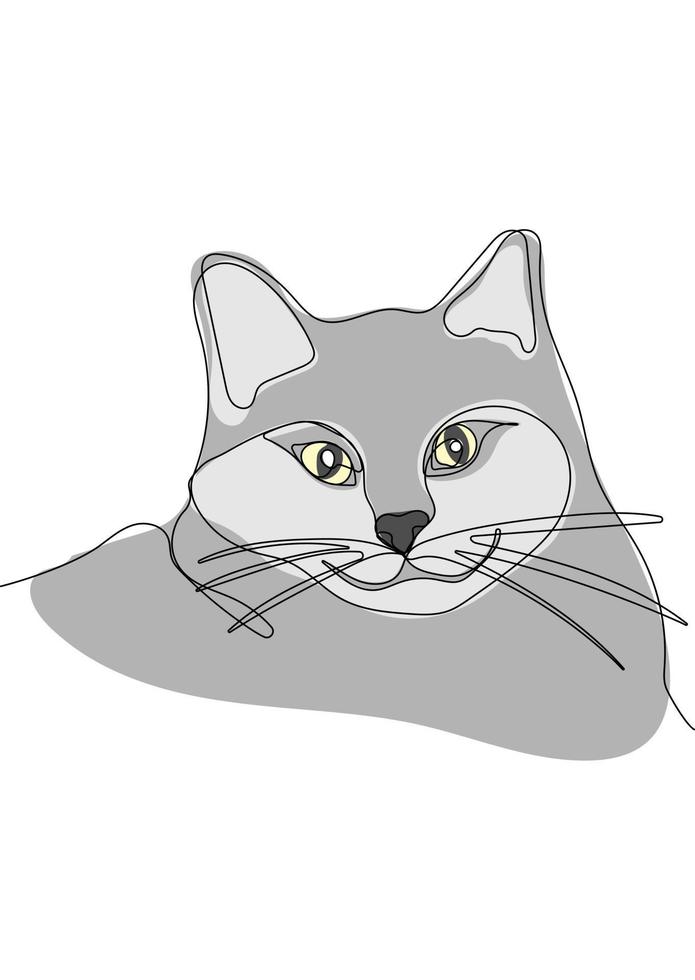 doorlopend een lijn tekening van schattig kat vector