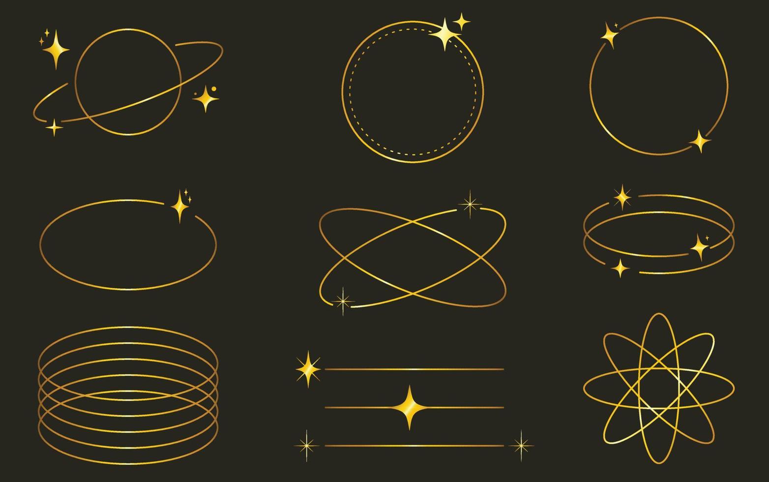 modern minimalistische esthetisch lineair goud lijsten, bogen, sterren en elementen vector
