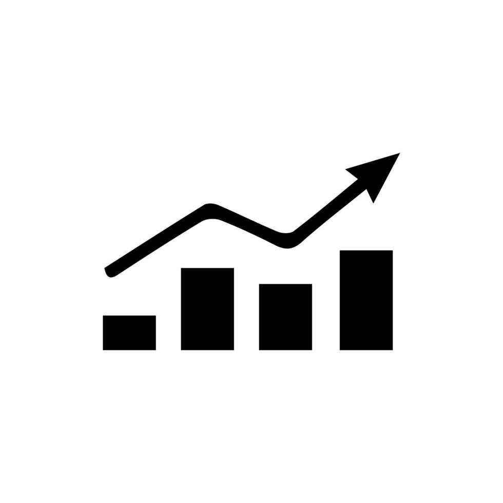 bar grafisch icoon zwart. perfect zwart pictogram illustratie. bedrijf tabel met pijl. gezwellen tabel verzameling. winst groeit optelsom. vooruitgang bar. bar diagram. tabel toenemen. vector