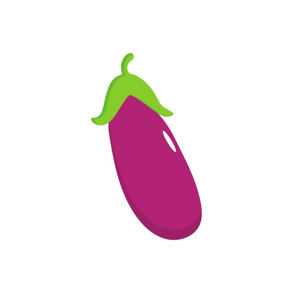 aubergine groente icoon. vlak tekenfilm aubergine geïsoleerd Aan wit achtergrond. tekenfilm aubergine emoji icoon, aubergine symbool. vector groente klem kunst illustratie.