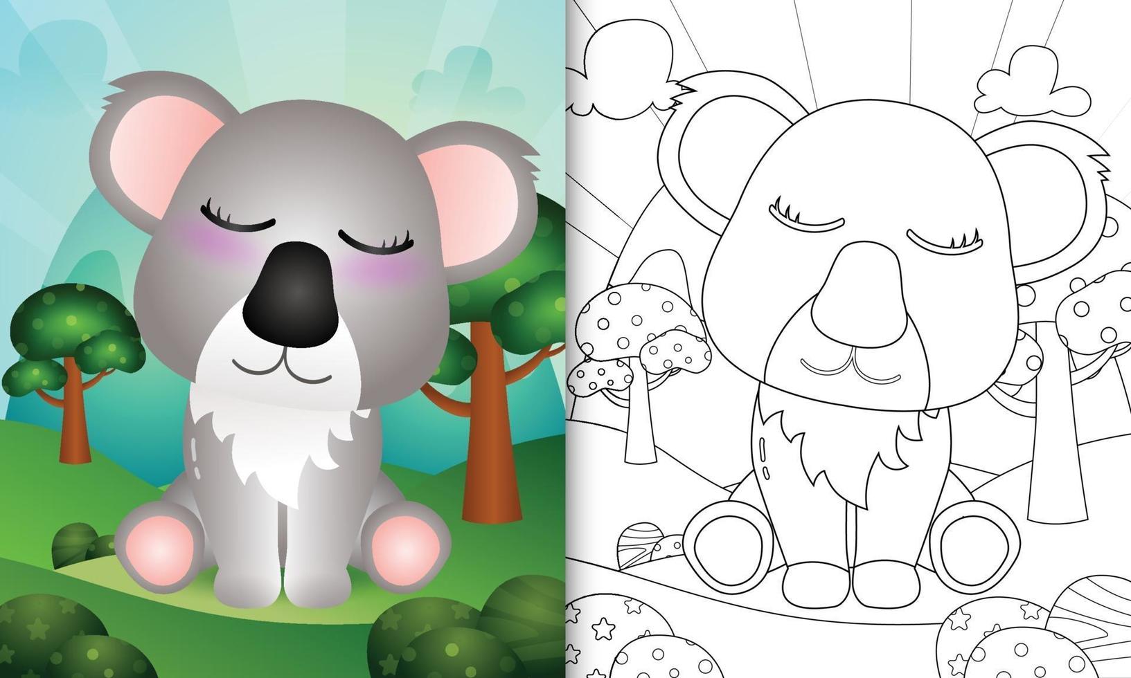 kleurboek voor kinderen met een schattige koalakarakterillustratie vector