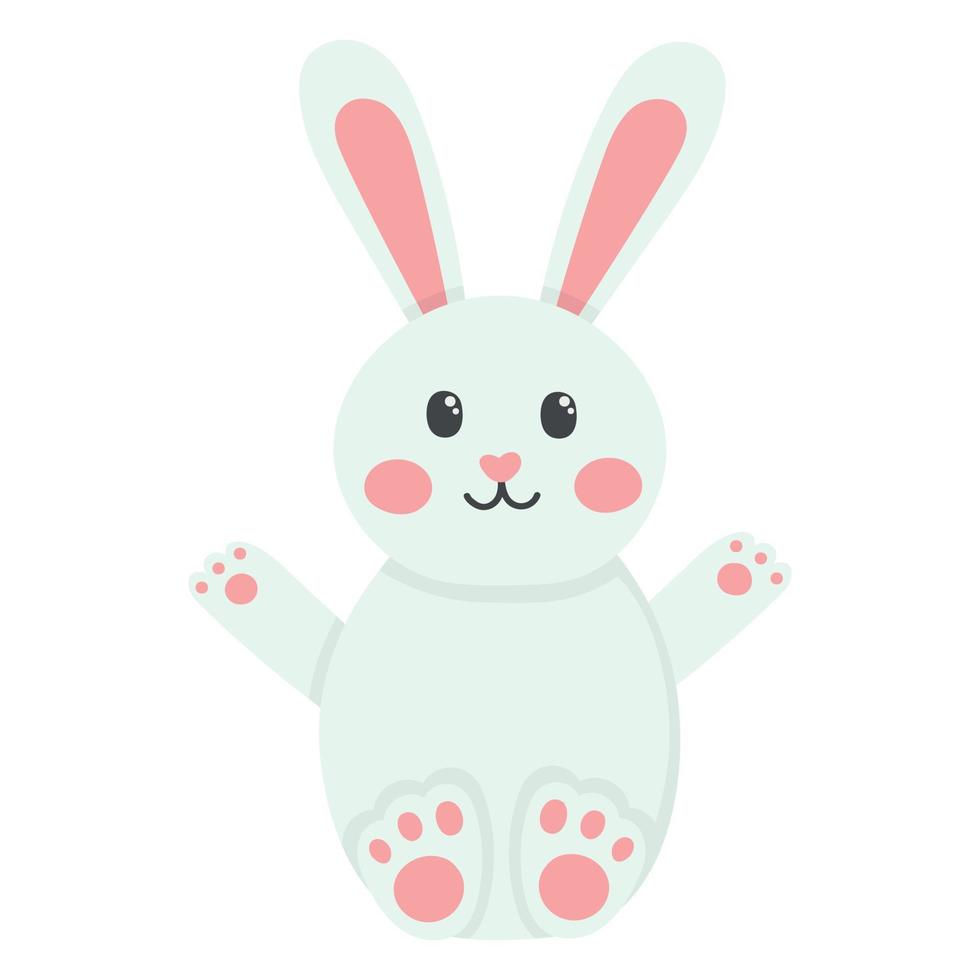 tekening vlak clip art schattig zittend Pasen konijn vector