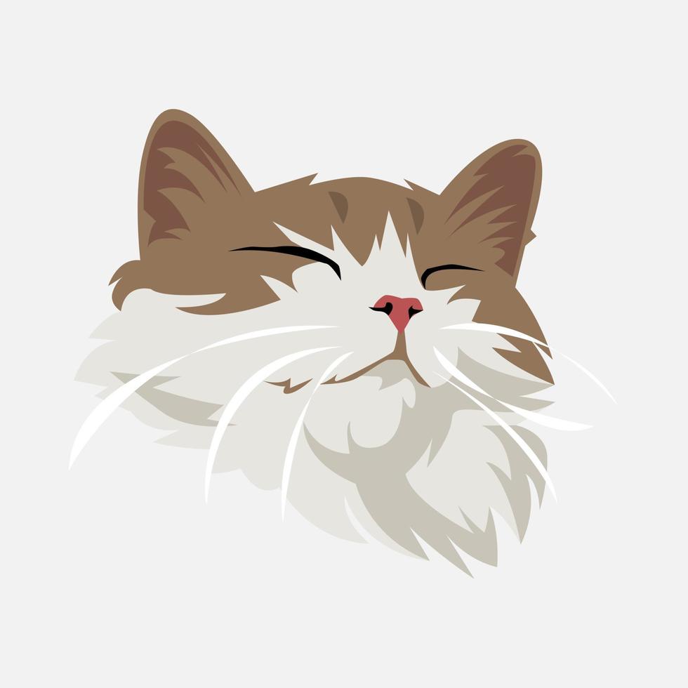 portret van slaperig kat. schattig huisdier. dichtbij omhoog gezicht. vector illustratie.