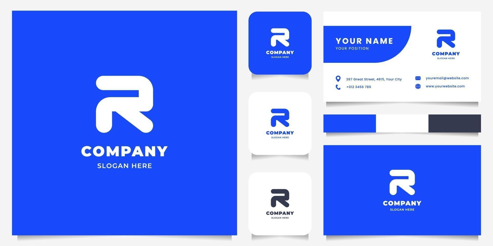 eenvoudig en minimalistisch vetgedrukt letter r-logo met sjabloon voor visitekaartjes vector