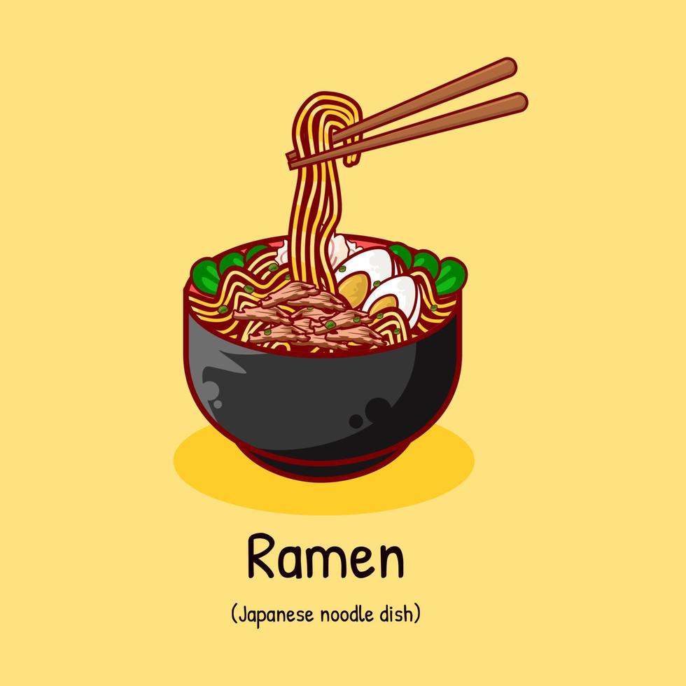 ramen noodle beroemd traditioneel voedsel van Japans tekenfilm illustratie vector