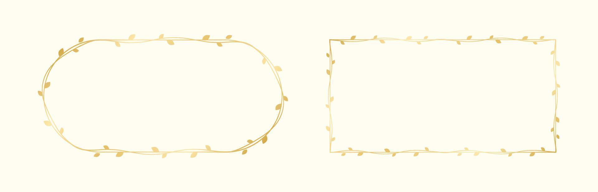 goud Liaan kader bruiloft elegant krans set. gouden kader met botanisch ontwerp. vector geïsoleerd illustratie.