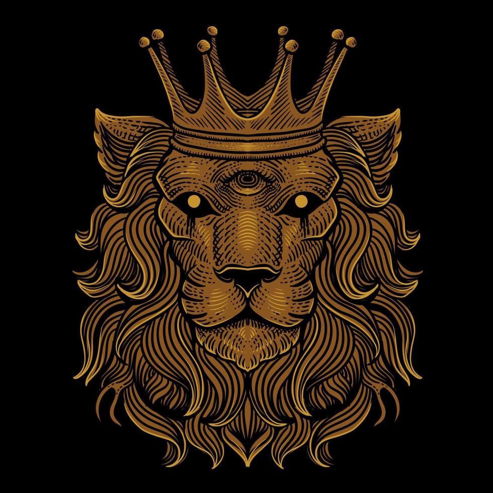 illustratie leeuw koning drie ogen Aan zwart achtergrond vector