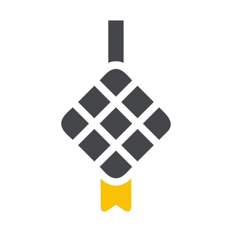 ketupat icoon solide grijs geel stijl Ramadan illustratie vector element en symbool perfect.
