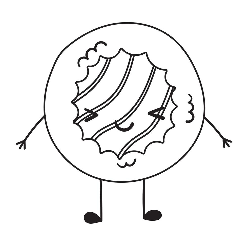 kawaii schattig sushi rollen karakter vector illustratie met gezicht in vlak stijl. tekening tekenfilm ontwerp.