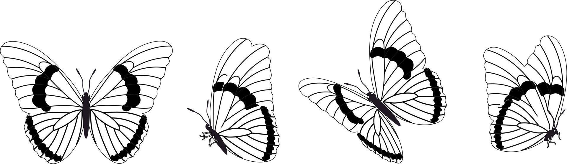 vlinder silhouet in 4 opties vector in geïsoleerd achtergrond