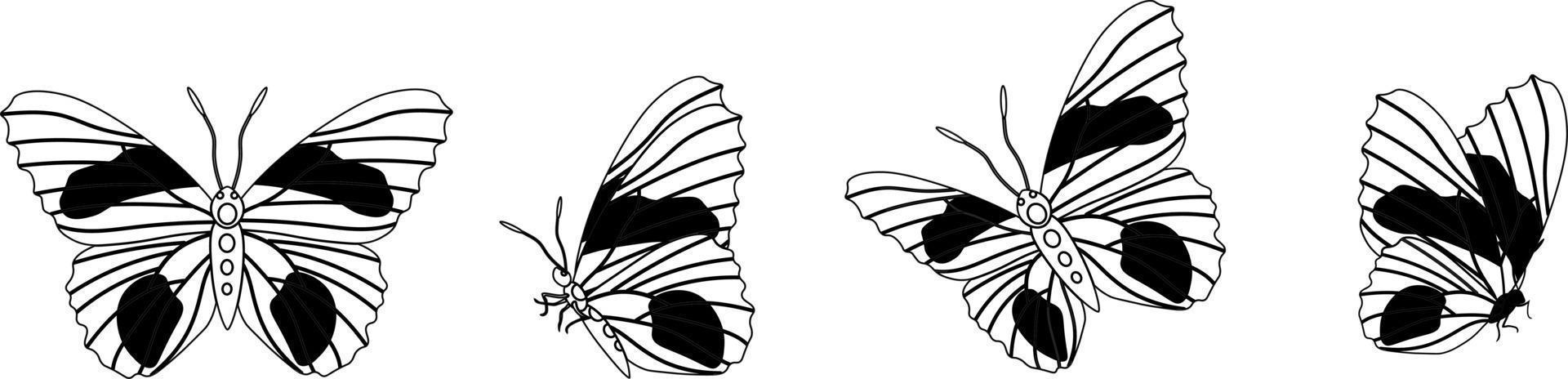 vlinder silhouet in 4 opties vector in geïsoleerd achtergrond
