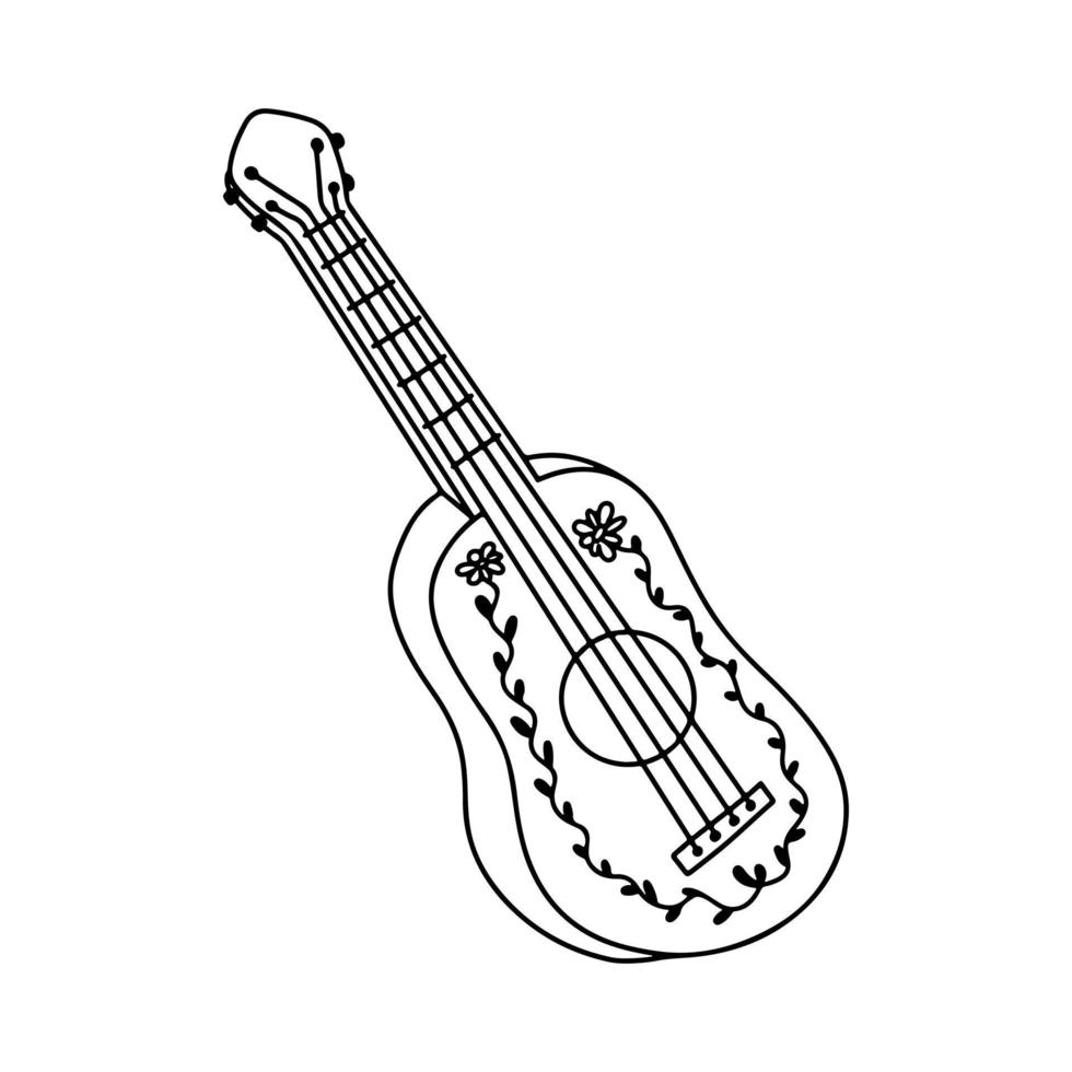 Mexicaans gitaar in hand- getrokken tekening stijl. vector illustratie geïsoleerd Aan wit achtergrond.