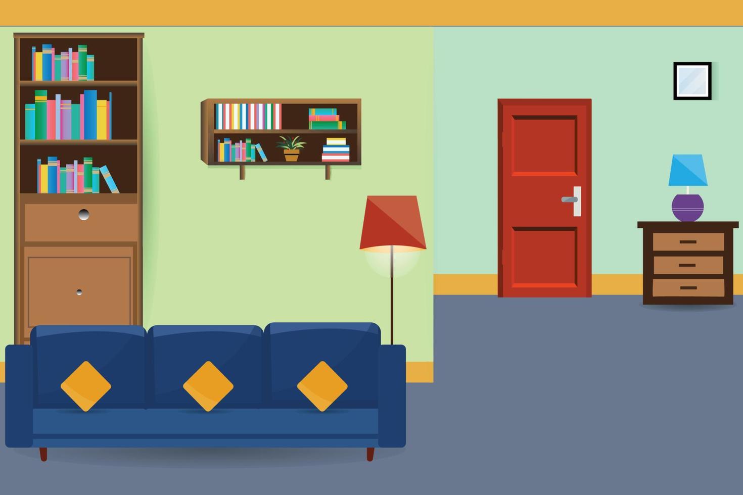 lief leven kamer vlak vector illustratie